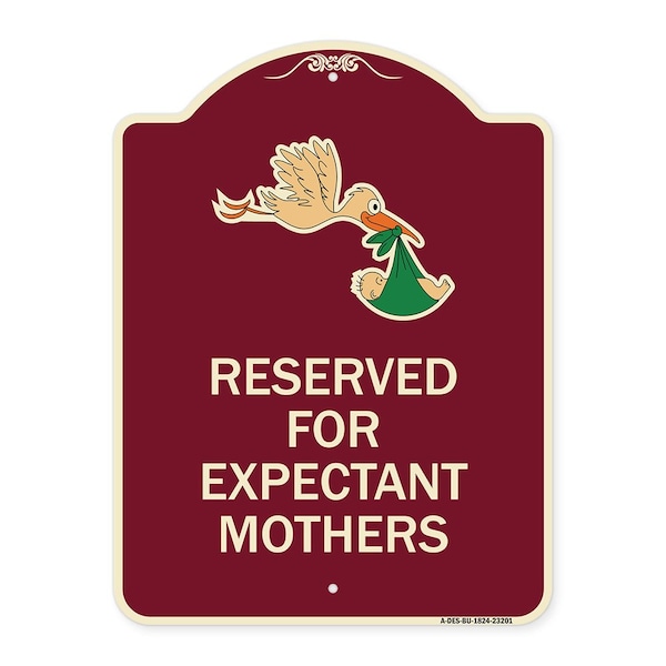 Signmission Reserved for Expectant Mothers W/ Stork & Baby Graphic Heavy-Gauge Alum, 18" L, 24" H, BU-1824-23201 A-DES-BU-1824-23201 - main